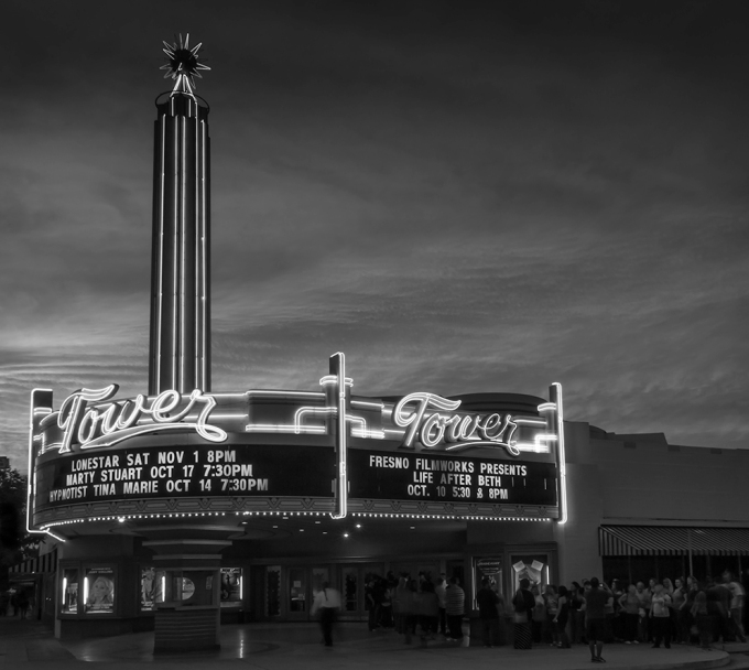 Tower Theater, Fresno, California. Posted on Leanne Cole's Monochrome Madness #34 http://leannecolephotography.com/2014/10/22/mm34-monochrome-madness-34/