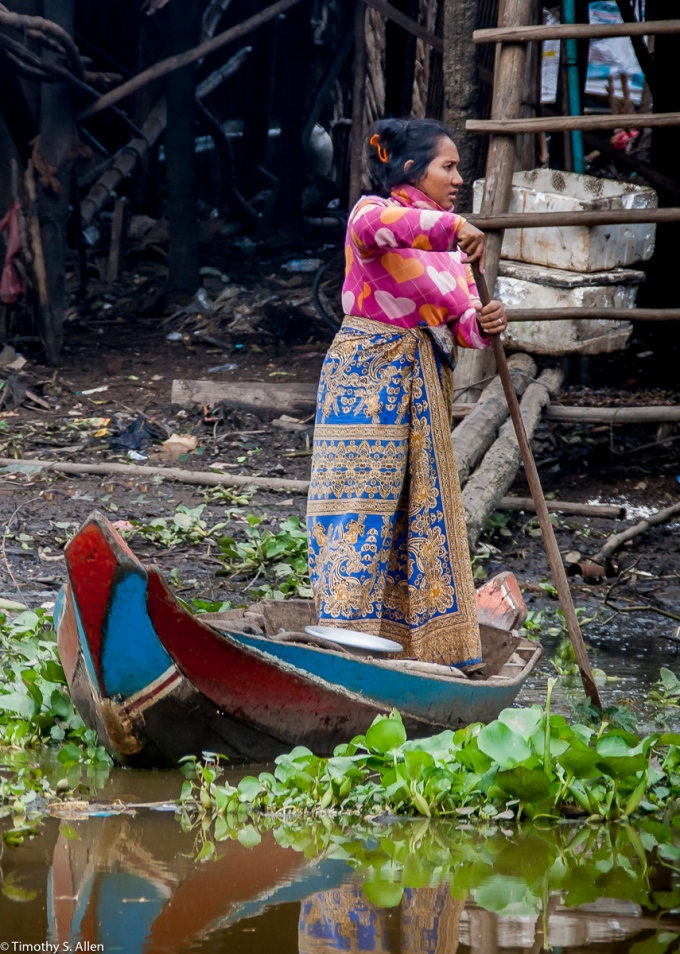 Woman in a Beautiful Skirt from Cambodia's Tonli Sap Lake Floating Village January 19, 2012