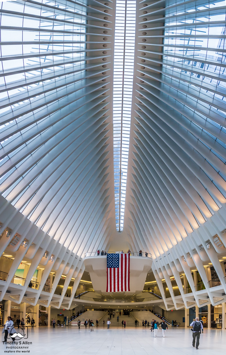 Vertical Panoramic of the World Trade Center - Oculus: The new World Trade Center Transportation Hub New York, NY, U.S.A. September 11, 2018