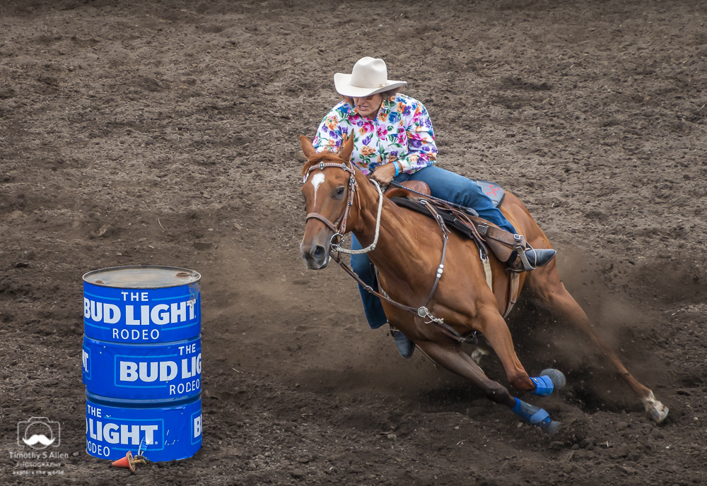 "We want to make it around this barrel in the fastest time without knocking it over." Russian River Rodeo, Duncans Mills, Sonoma County, CA, U.S.A. June 24, 2018